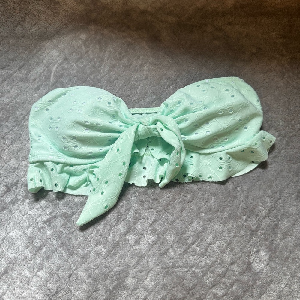SHEIN Mint Green Eyelet Bikini Top
